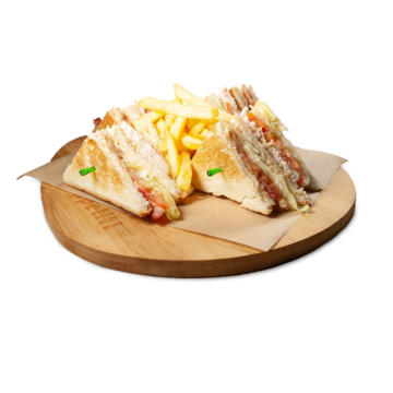 Klub sendvič sa dimljenim lososom i pomfritom